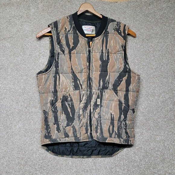 Vtg 70s Neet Insulated Camouflage Outdoors Camo Zip Hunting Vest USA Made L‎ - Picture 1 of 9